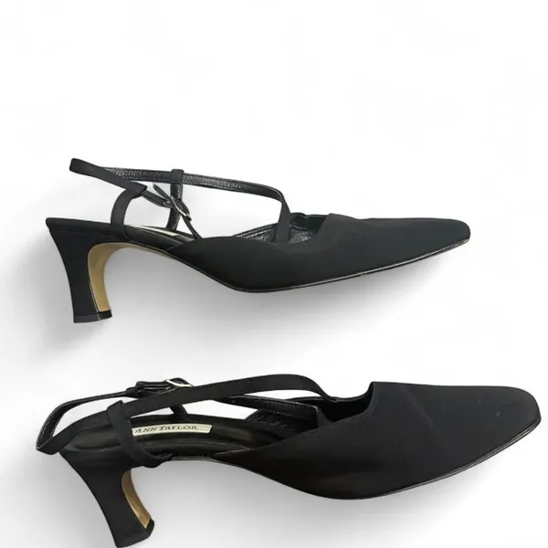 Vintage Ann Taylor Black Slingback‎ Heels 9.5 Made in Italy - Image 4
