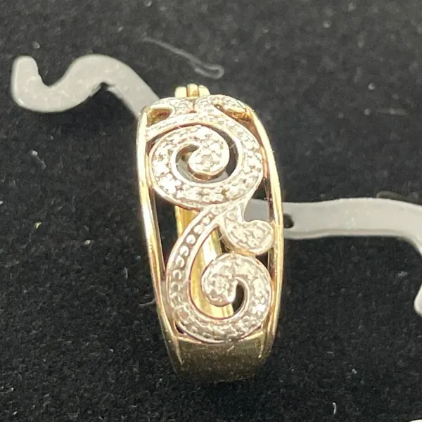 Sterling Silver .925 Gold Plated Swirl Cuff Wide Hoop Dangle Pair Earrings - Image 2