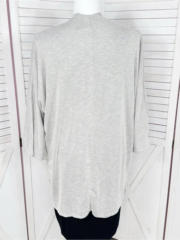 Donni Anthropologie Ribbed Knit Draped Kimono Cardigan Grey One Size Lagenlook - Image 4