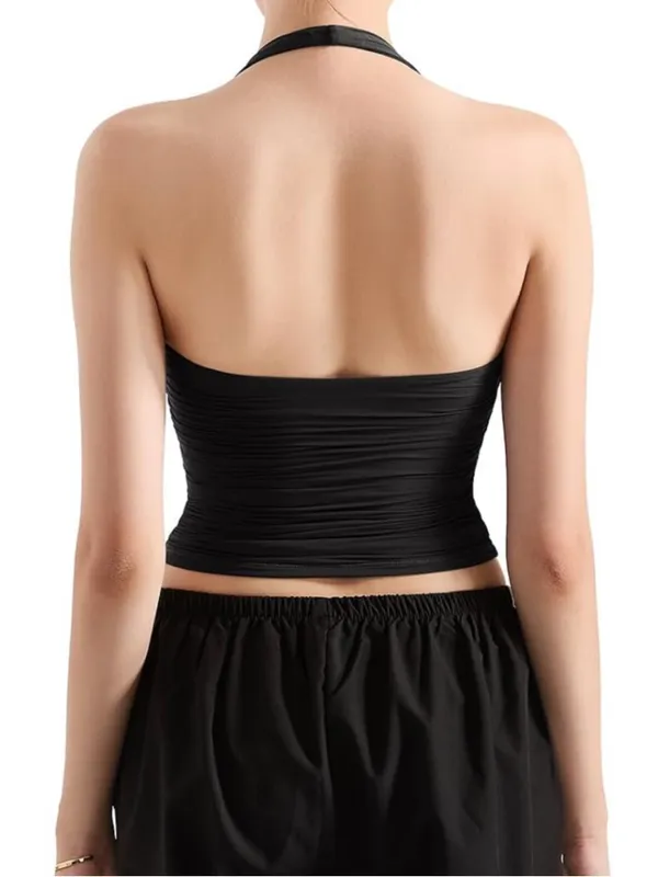 NWT • Double Lined Halter Tank Top Black Size L - Image 7