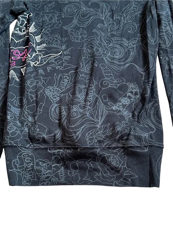 Vintage Fox Racing Cardigan Sweater Y2K Emo Tattoo Mall Goth Fairy Grunge XS - Image 4