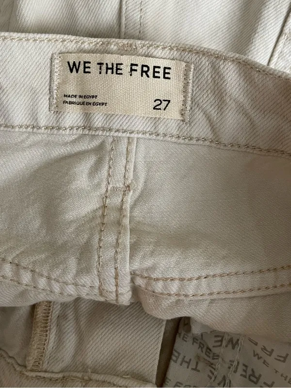 We The Free Off White Baggy High Rise Wide Leg Cuffed Jeans Size 27 - Image 3