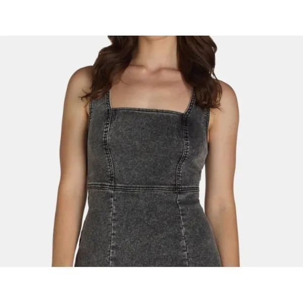 No Boundaries Womens Denim Dress Size M (8-10) Grey Wash Square Neck Pinafore - Image 8