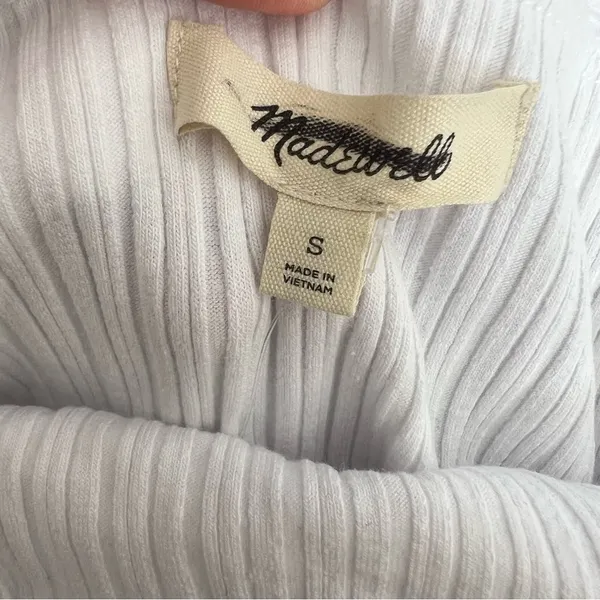 Madewell Ribbed Off-the-Shoulder Top in Eyelet White Size Small NWT - Image 5
