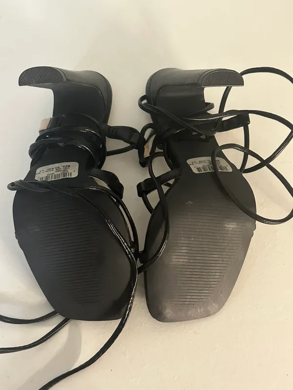 Lace Up Black Heels Size 5.5 - Image 3