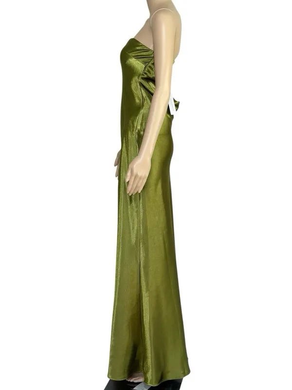 LOVERS + FRIENDS Lucy Open Back Cowl Satin Gown, Chartreuse, XS - Image 5