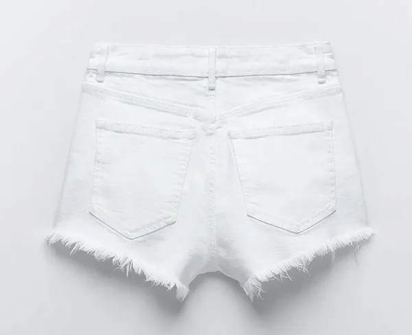 ZARA White Denim Shorts - Image 3