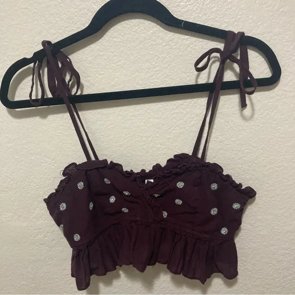Intimately Free People On A Star Cropped Ruffle Hem Cami Size Medium Plum Purple - Image 2