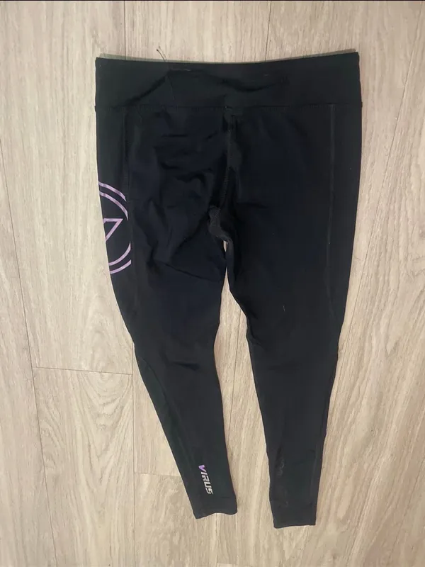 Virus Black Activewear Tights with Silver Logo Size XS - Image 3