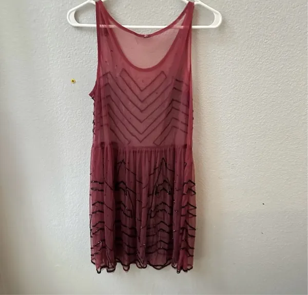 Free people sheer dress and black tight slip underneath - Image 3