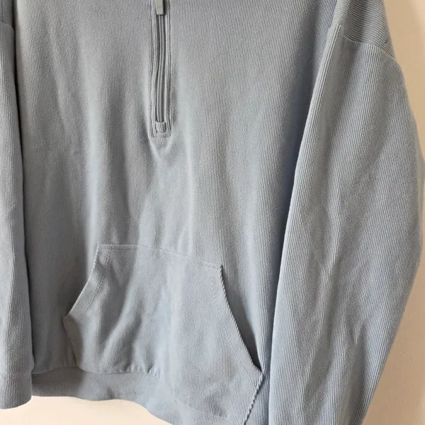 Marc New York Blue Corduroy Quarter Zip Pullover Sweater Cozy Loungewear Large - Image 3