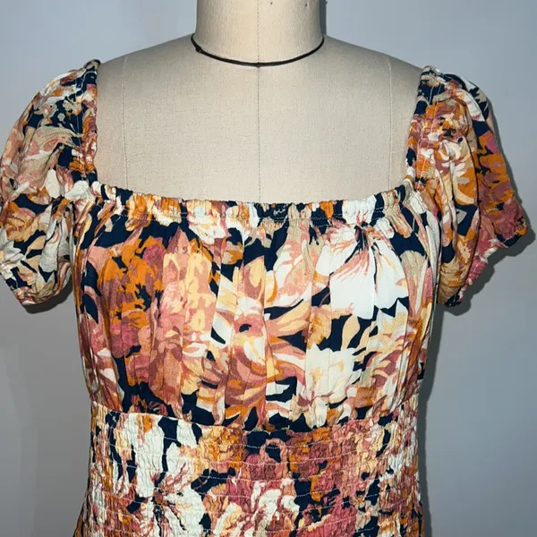 Free People Wren Printed Smocked Summer Mini Dress Size Large - Image 5