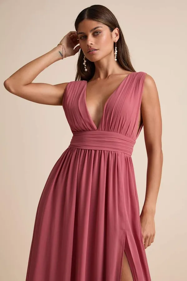 NWOT Lulus Heavenly Hues Desert Rose Maxi Dress in Desert Rose Size Medium MSRP $99 - Image 2