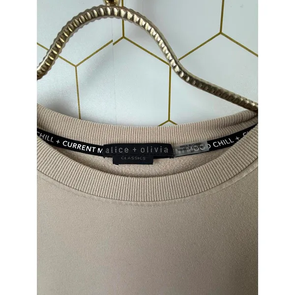 alice + olivia Classic Tan Cotton Blend Side Hem Split Sweatshirt - Size - Small - Image 4