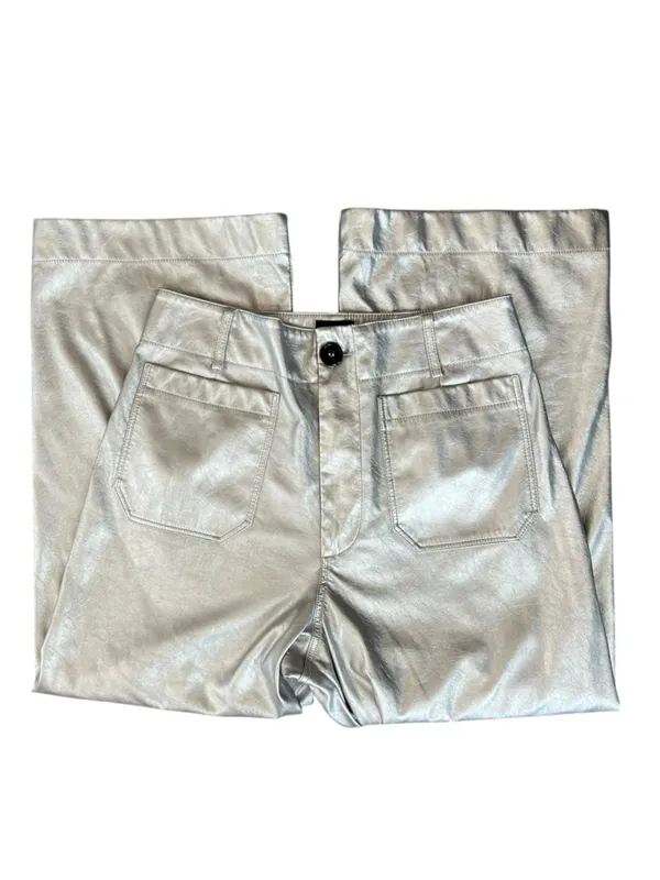 Anthropologie Maeve Women’s The Colette Silver Metallic Wide Leg Pants Size 30 P - Image 4