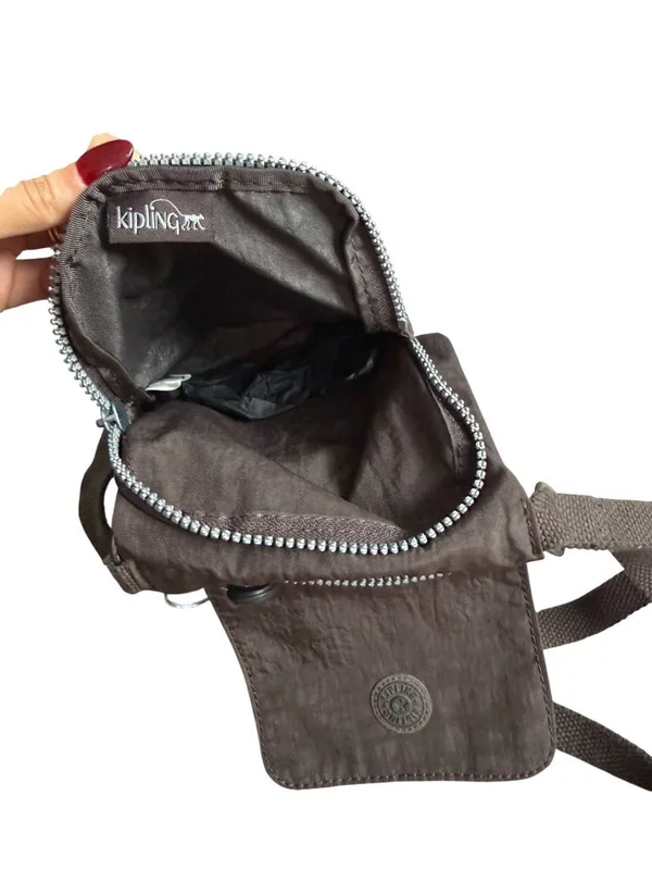 KIPLING Brown Crossbody Nylon Bag Womens Purse - Image 4