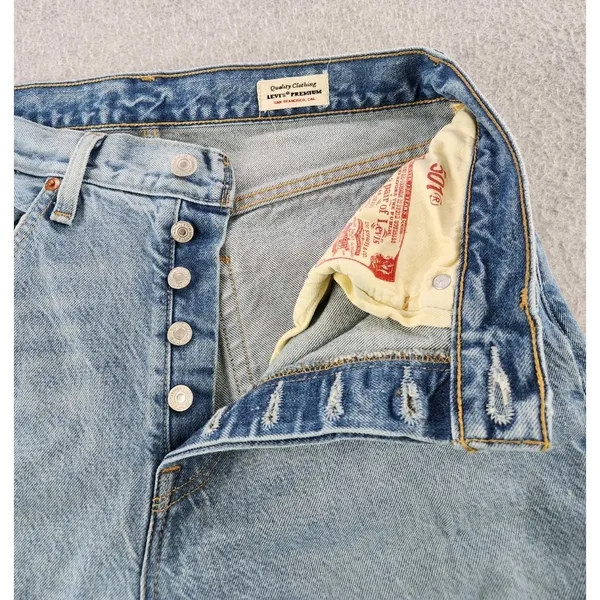 Levis 501 Original Fit Distressed Jeans Button Fly 32x30 White‎ Label Denim - Image 8