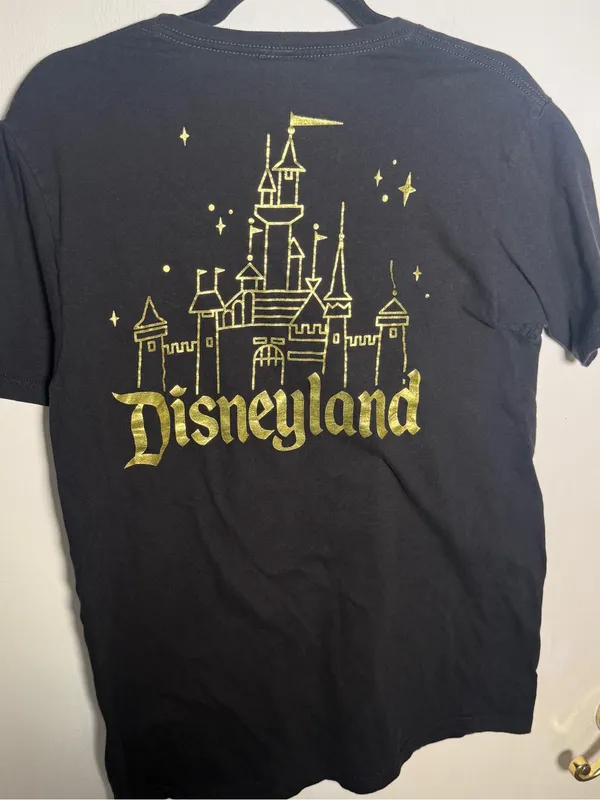 Disney Women's Unisex Black T-Shirt with Gold Castle Graphic Medium - Image 2