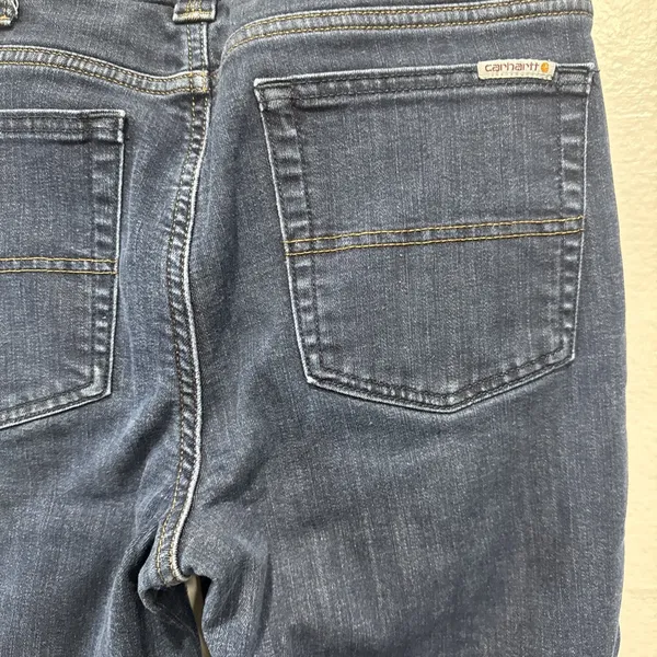 Carhartt Women’s Jeans Flannel Lined Straight Original Fit Size 10 Blue Denim - Image 5