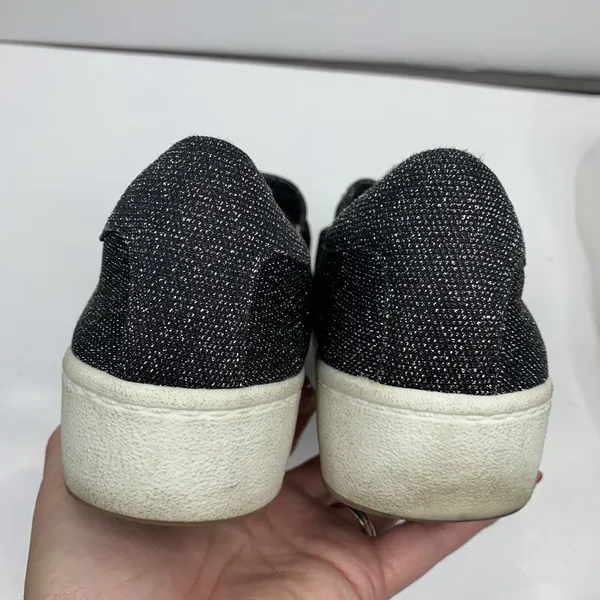 Zara 9 Sneakers YEAH Slip On Black Metallic Platform Canvas Casual Varsity Shoes - Image 11