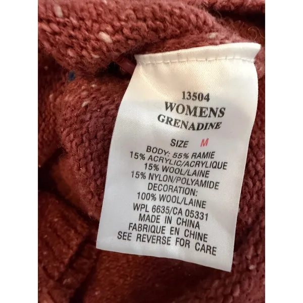 Woolrich Cardigan Sweater Womens Medium Red Wool Blend Button Front Collared - Image 5
