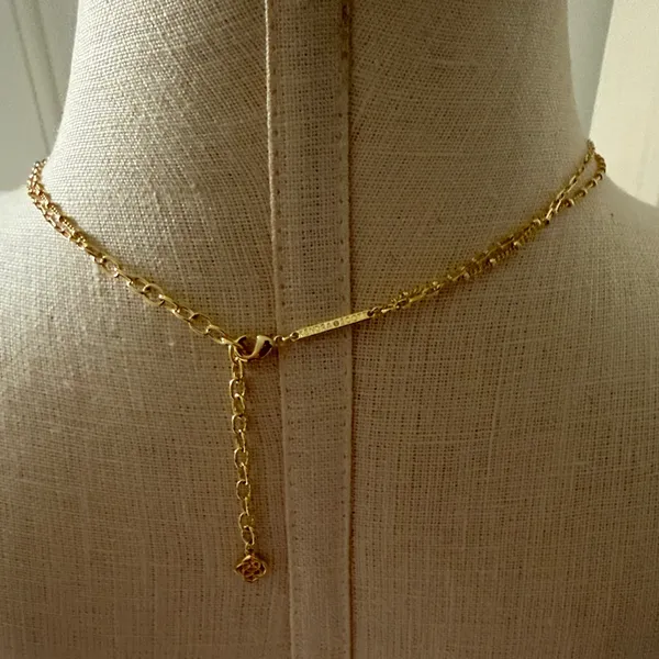 Kendra Scott Aria Inline multi Strand Gold Necklace with Iridescent Pendant - Image 4