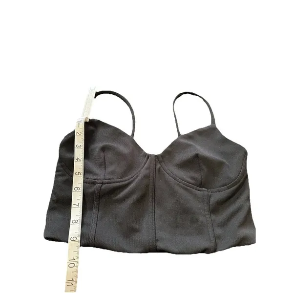 Zara Y2K Corset Bra Crop Black Top Size M Spaghetti Strap Ruched Back Gothic - Image 7