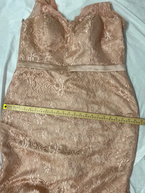 NWT Hebeos Blush Pink Lace V-Neck Prom Dress Gown - Image 12