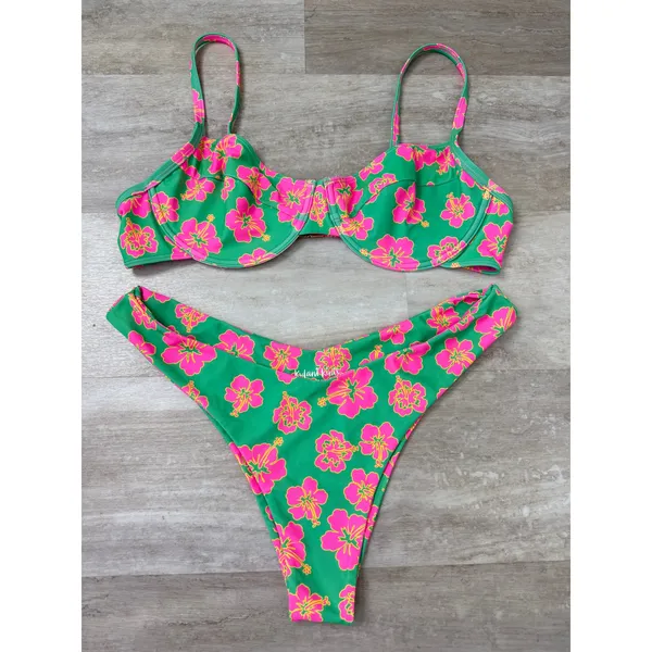 Kulani Kinis Melon Sorbet Bikini Size 2XL Ditzy Underwire Bra Y Cheeky Bottom - Image 2
