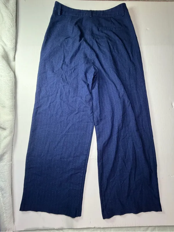 Lioness Navy Pinstripe Wide Leg Trousers - Image 8