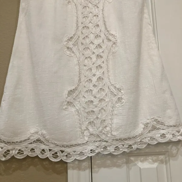 🛍️ Entro White Cotton Lace Dress Lined S - Image 4