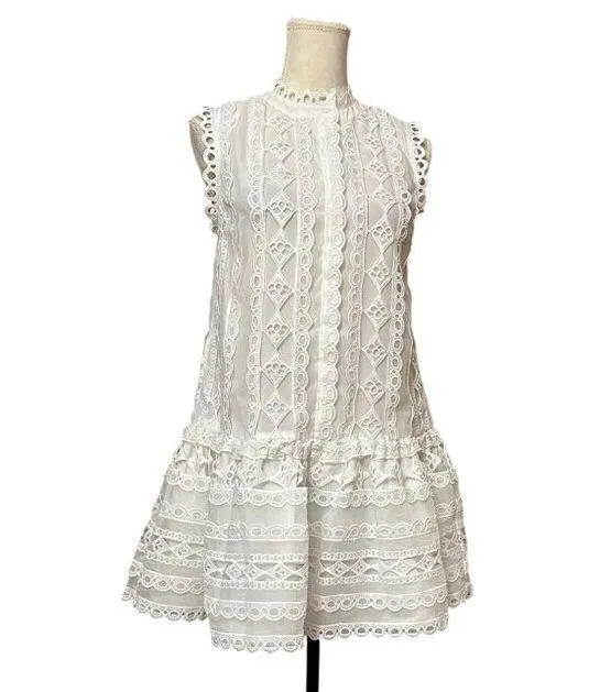 Endless Rose Lace Trim Crochet Mini Dress Sleeveless White Size M NWOT Romantic - Image 14