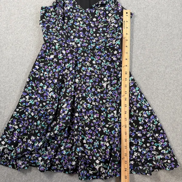 Express Women's Size 0 Black Floral Halter Neck Sleeveless Fit & Flare Dress - Image 5