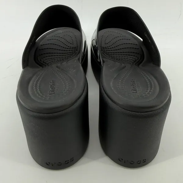 Crocs Brooklyn Slide Block High Shine Heel Sandals Black Women 7 Chunky Y2K - Image 4