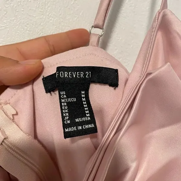 Forever 21 Pink Satin Bow Mini Dress | Size M | Elegant Party / Date Night Look - Image 3