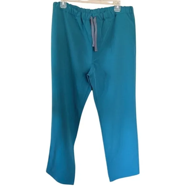 FIGS Teal Scrub Pants Drawstring Elastic Waist – Size L (34–39) Inseam 30 - Image 2