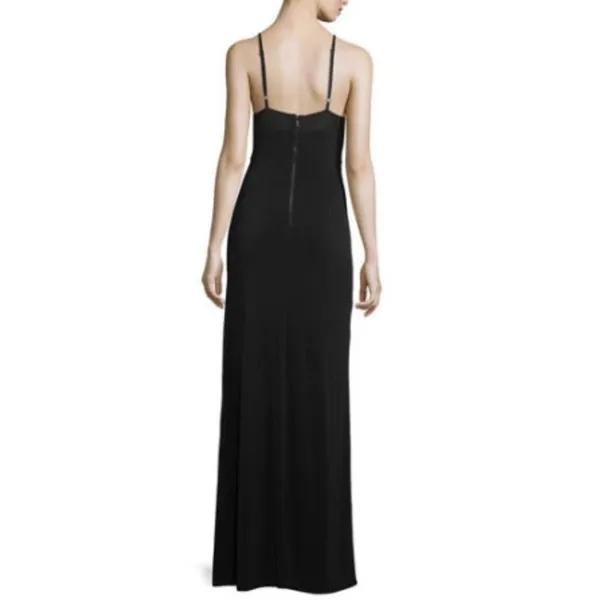 ALICE + OLIVIA Plunging Neckline Maxi Dress Black Size 4 - Image 2