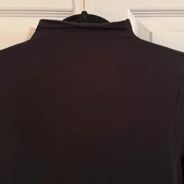 Express Fitted Mock Neck Double Layer Black Long Sleeve Tee Size Medium - Image 3