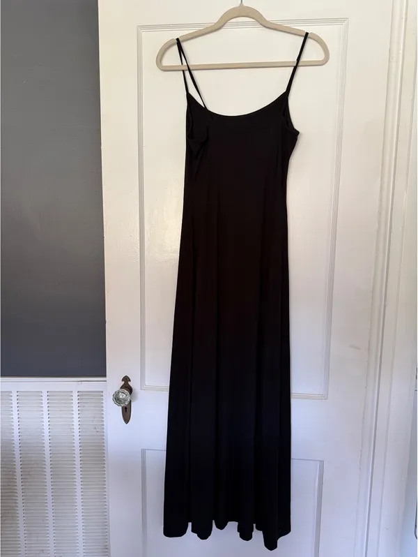 ASOS Classic Black Maxi Slip Dress with Thin Straps - Image 2