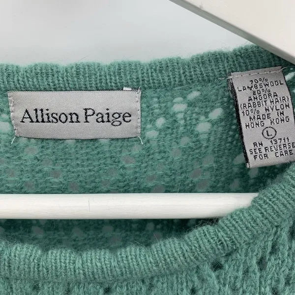 Allison Paige Size Lg Sweater Wool Angora Blend Long‎ Sleeve Sage Green Women's - Image 2