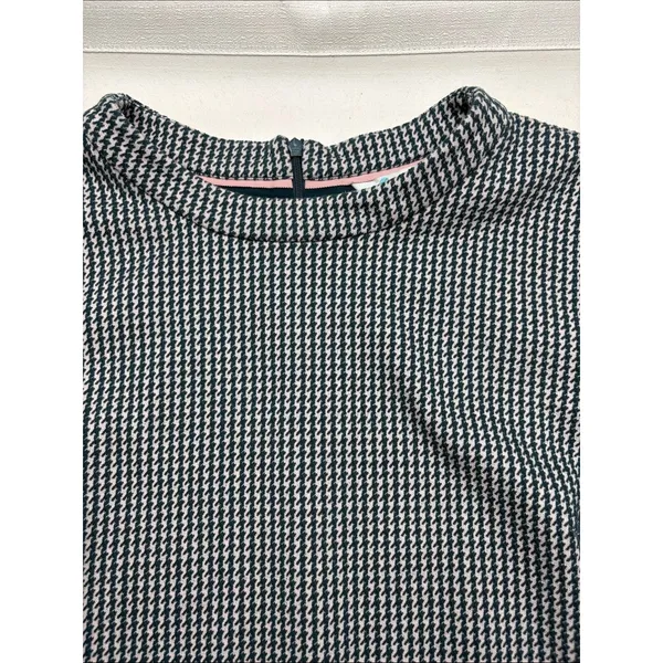 Boden size 16 boat neck Classic green white teal Houndstooth Shift Dress - Image 4