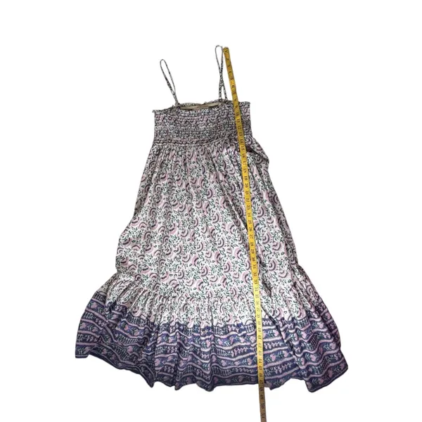 Natural Life‎ Floral Block Print Smocked Tiered Midi Dress Medium Cottage Boho - Image 7