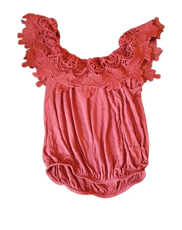 Red crochet top knit boho - Image 2