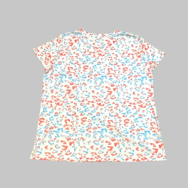 Leopard Print White, Orange, and Blue Shirt with Sequin Glitter Pocket - Image 6