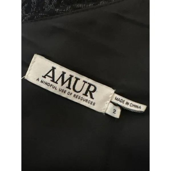 AMUR Esmeralda Black One-Shoulder Shimmer‎ Formal Gown Dress Size 2 - Image 5