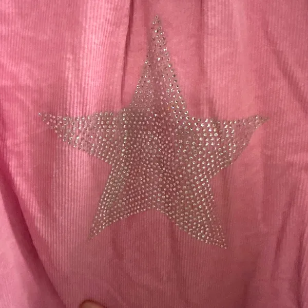 UMGEE Pink Corduroy Sequin Star Denim Jacket Women's Size L‎ - Image 12