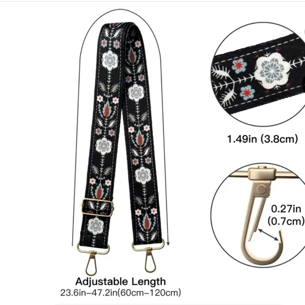 Replacement Strap Handbag Shoulder Bag Crossbody Boho Adjustable Boho European Black - Image 2