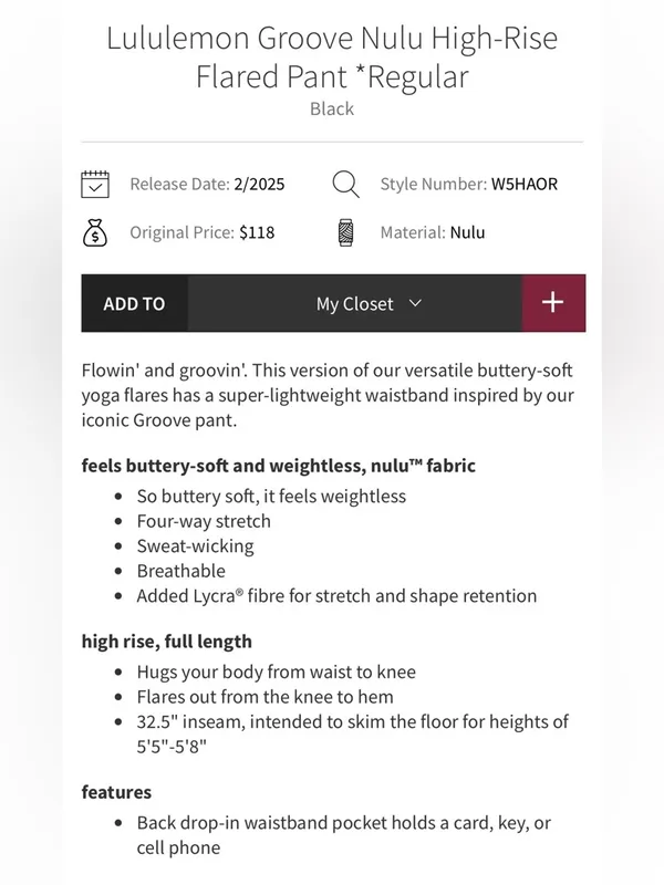 Lululemon NWT Groove Nulu High Rise Flared Pants Regular Leggings Black Size 6 - Image 4