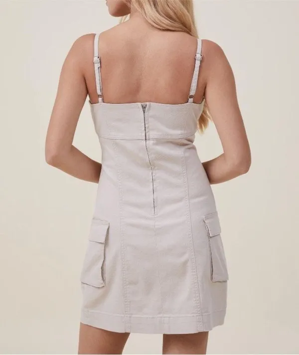 Cotton On Green 100% Cotton Cargo pocket Dress - Image 7
