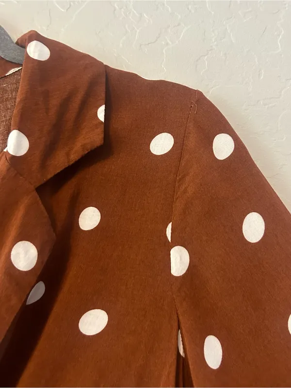 Lulu's Lush louicita rust brown polka dot surplice dress size medium - Image 9